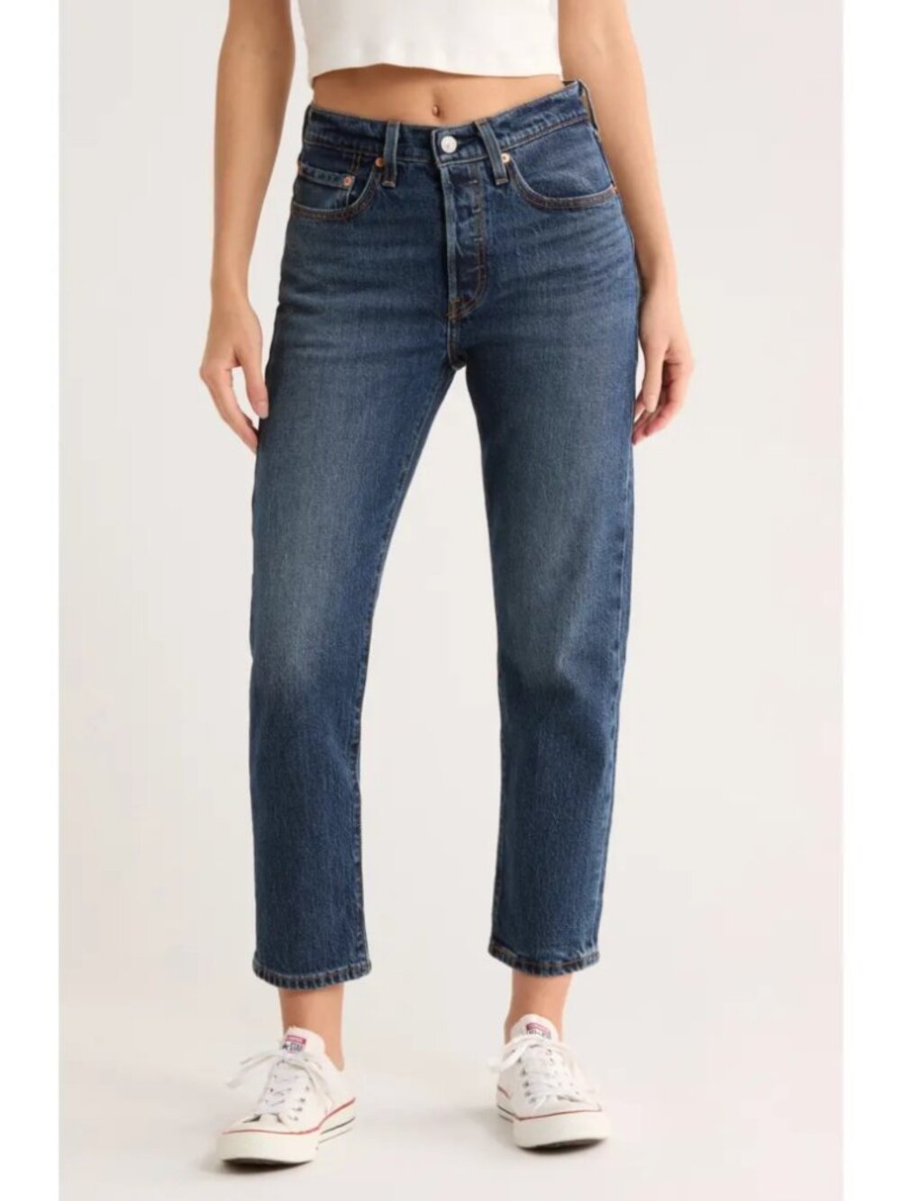 Levis 501 90s High Waist Crop Straight Leg Jeans Believe Not Blue Size W26 L30
